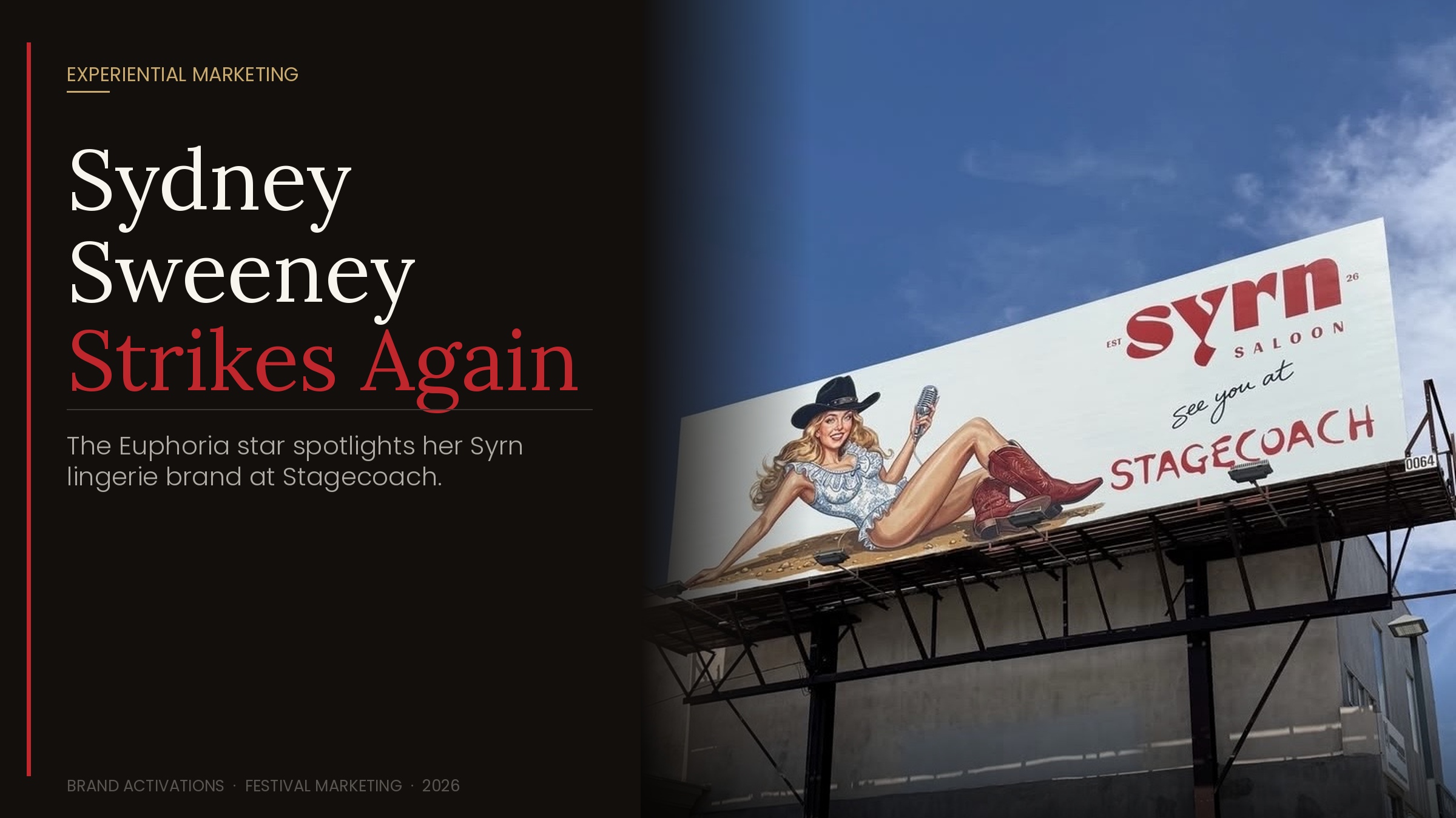 Sydney Sweeney Syrn Saloon billboard